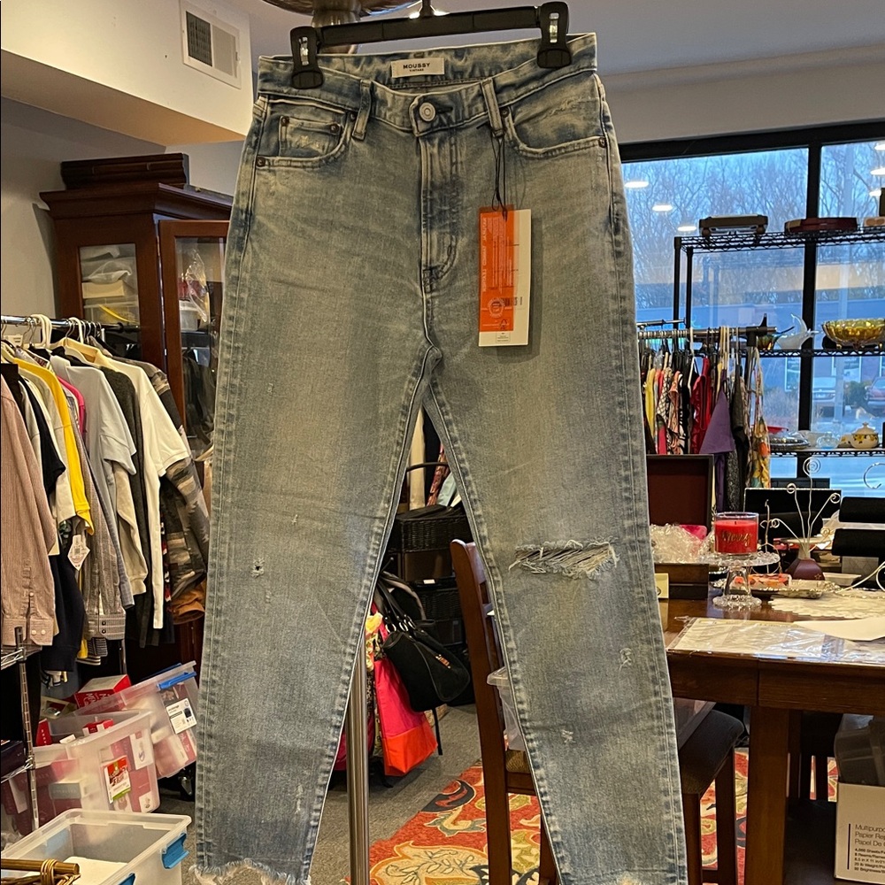 MOUSSY VINTAGE sz 28 Skinny High Waist Jeans – Light Wash Made in Japan NWT Howa